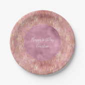 Roze Peach Glitzy Glitter Sparkle Zebra Print Papieren Bordje (Voorkant)