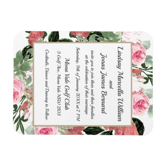 Roze peach Magnolia Floral Weddenschap Magnetic Ca Magneet (Horizontaal)