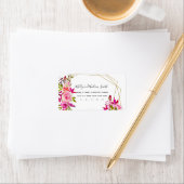 Roze Peach Roos adres label party bruiloft (Insitu)