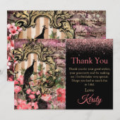  Roze Peacock Birthday Dank je Bedankkaart (Voorkant / Achterkant)