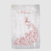 Roze Peacock op maat Golfhanddoek (Voorkant)