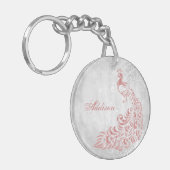 Roze Peacock Persoonlijke acrylSleutelhanger Sleutelhanger (Voorkant Links)