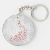 Roze Peacock Persoonlijke acrylSleutelhanger Sleutelhanger (Achterkant)