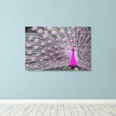 Roze Peacock Wrapped Canvas Afdruk (Insitu (Houten vloer))