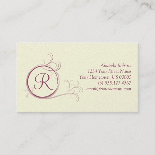 Roze Pearl Monogram Visitekaartje (Voorkant)