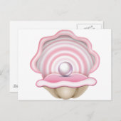 Roze Pearl Oyster Briefkaart (Voorkant / Achterkant)