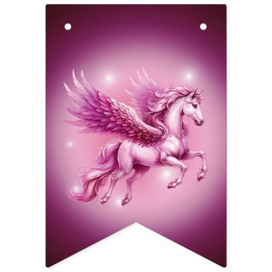 Roze Pegasus "Gelukkige Verjaardag" Vlaggetjes (Eerste vlag)