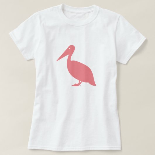 Roze Pelican Silhouette T-Shirt (Design voorkant)