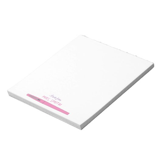 Roze pen | Opmerking van | Notitieblok leraar (Gedraaid)