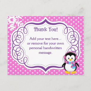 Roze Penguin - Hartelijk dank Bedankkaart
