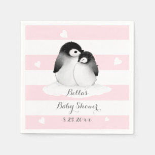 Roze Penguin Paper Napkins Servet