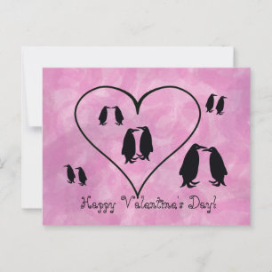 Roze Penguin Valentijnsdag Briefkaart