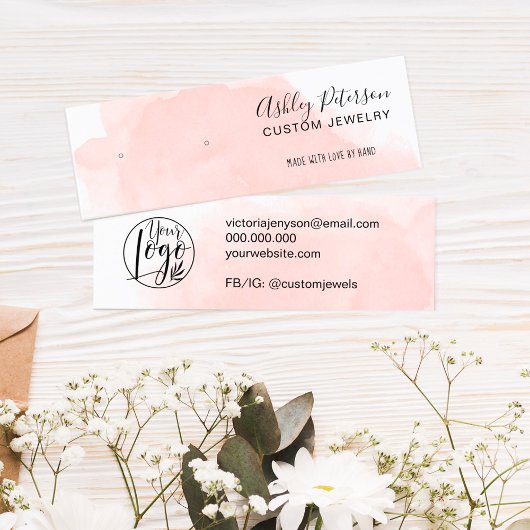 Roze penseeljuwelen oorscherm mini visitekaartje