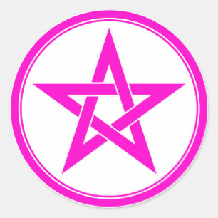 roze pentakel ronde sticker