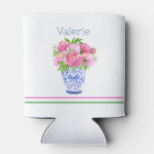 Roze Peonies Chinoiserie Vase Naam Blikjeskoeler (Achterkant)