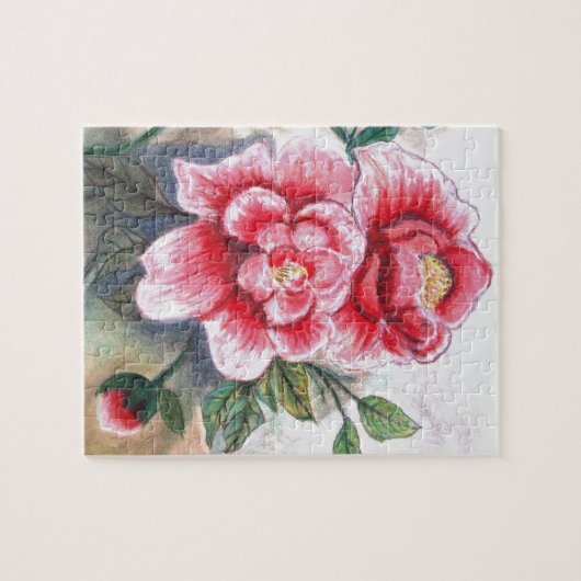 roze Peony Jigzaag Puzzle Legpuzzel (Horizontaal)