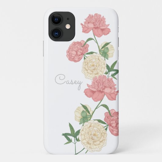 Roze Peony Moderne persoonlijke iPhone Case (Achterkant)