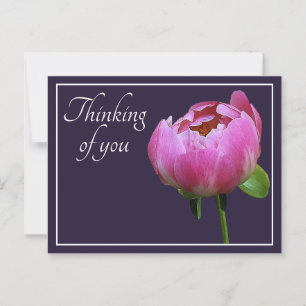 Roze Peony Navy Colour Background denking You Briefkaart