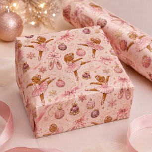 Roze Peperkoek Ballerina Kerstballetter Cadeaupapier