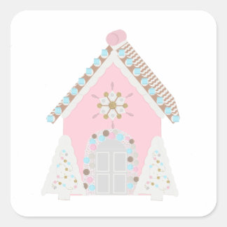 Roze peperkoek huis stickers
