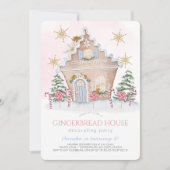 Roze peperkoek huis versieren verjaardag kaart (Voorkant)