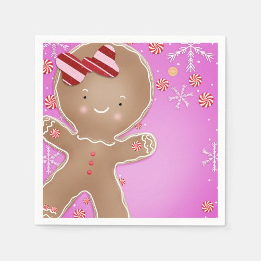 Roze pepermunt peperkoek Cookie feestdag Servet (Voorkant)