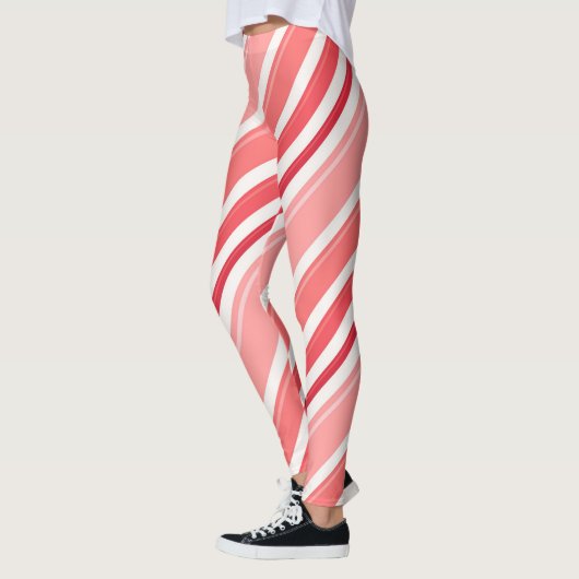 Roze pepermunt Snoep streep Leggings (Links)