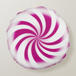Roze pepermunt Snoep Swirl Holiday Rond Kussen