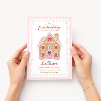 Roze pepernoot huis Kerst verjaardag Kaart