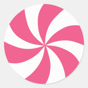 Roze peppermint ronde sticker