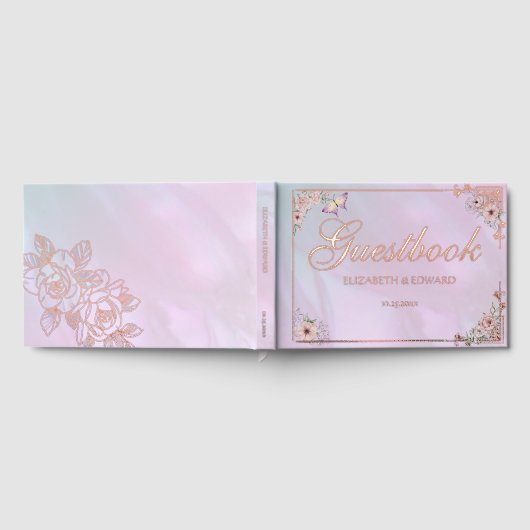 Roze Periwinkle Pioen Roos Gastenboek (Volledig)