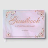 Roze Periwinkle Pioen Roos Gastenboek (Voorkant)