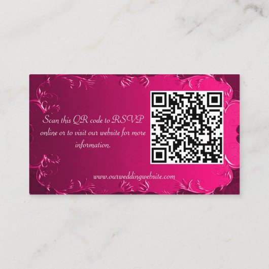 Roze Perkament Scrolls  QR Bruiloft Kaart (Achterkant)