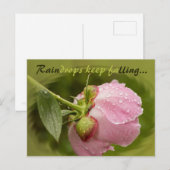 Roze peronenbloem met glitterende regendruppels CC Briefkaart (Voorkant / Achterkant)