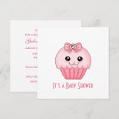Roze perskoeken Baby shower Uitnodiging (Voorkant / Achterkant)