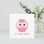Roze perskoeken Baby shower Uitnodiging (Staand voorkant)