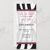 Roze perskoeken Skinny Uitnodiging - Zebra Print (Achterkant)