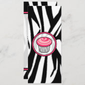 Roze perskoeken Skinny Uitnodiging - Zebra Print (Voorkant / Achterkant)
