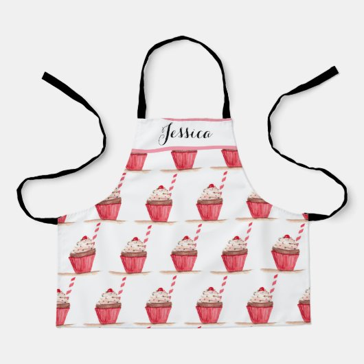 Roze perskoeken zoet handgetekende Kinderen Schort (Voorkant)