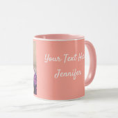 Roze personaliseer FOTO-TEMPLATE Gift Coffee-Mok Mok (Voorkant rechts)
