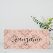  roze personaliseerbare naamkaart Bladwijzer (Staand voorkant)