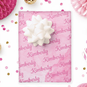Roze Persoonlijke Naam Gepersonaliseerd Inpakpapier Vel