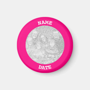 Roze Persoonlijke Ronde Fotolijst Magneet