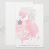  Roze Persoonlijke Stationery van Flamingo Briefpapier (Voorkant / Achterkant)