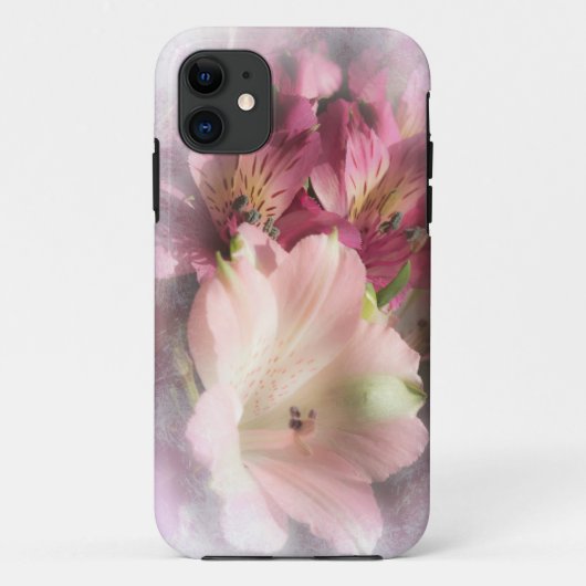 Roze Peruaanse Lilies Floral Cell Telefoon Case (Achterkant)