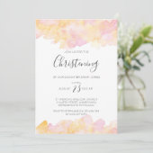 Roze & Perzik aquarel Doopuitnodiging Kaart (Staand voorkant)