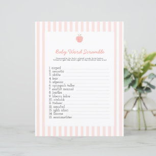 Roze perzik baby woord scrabble baby shower spel