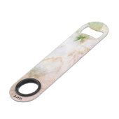 *~* Roze Perzik Bloemen Glitter Hemelse Waterverf Speed Flessenopener (Voorkant Gekanteld)