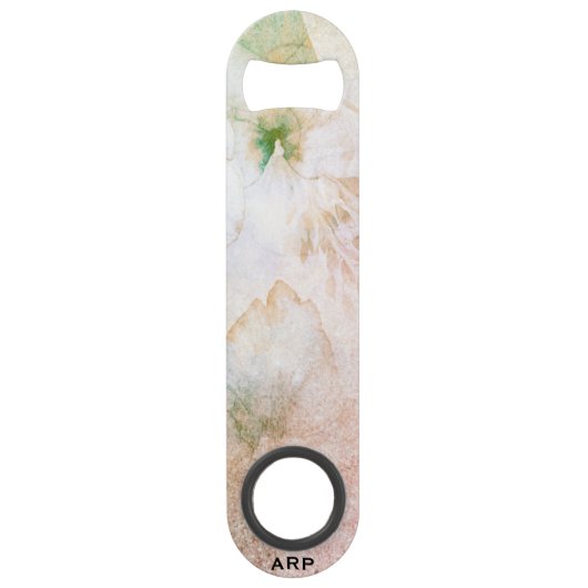 *~* Roze Perzik Bloemen Glitter Hemelse Waterverf Speed Flessenopener (Voorkant)