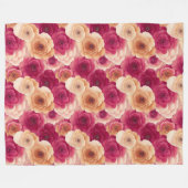 Roze perzik bloemig fleece deken (Voorkant (Horizontaal))